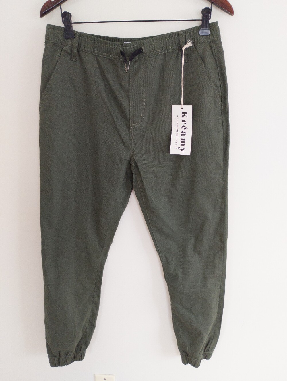 Kreamy Olive Green Cargo Jogger Pants Size XL Utility Streetwear New